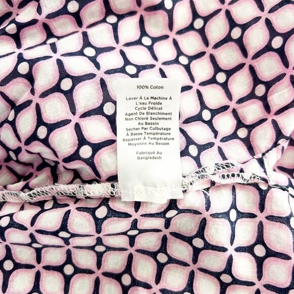 Talbots Pink Blue Geometric Print 3/4 Sleeve 100% Cotton Tunic Top Sz 2X Petite - Picture 6 of 6